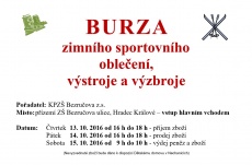 BURZA zimního sportovního oblečení, výstroje a výzbroje