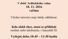 Provoz školní jídelny 18.11.2016