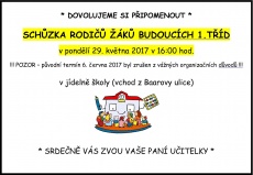 Schůzka rodičů žáků budoucích 1.tříd