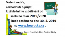 Termín zveřejnění rozhodnutí o přijetí