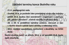 Základní termíny konce školního roku