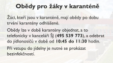 OBĚDY PRO ŽÁKY V KARANTÉNĚ